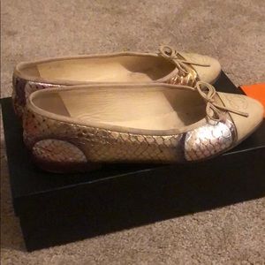 Chanel snake-skin flats